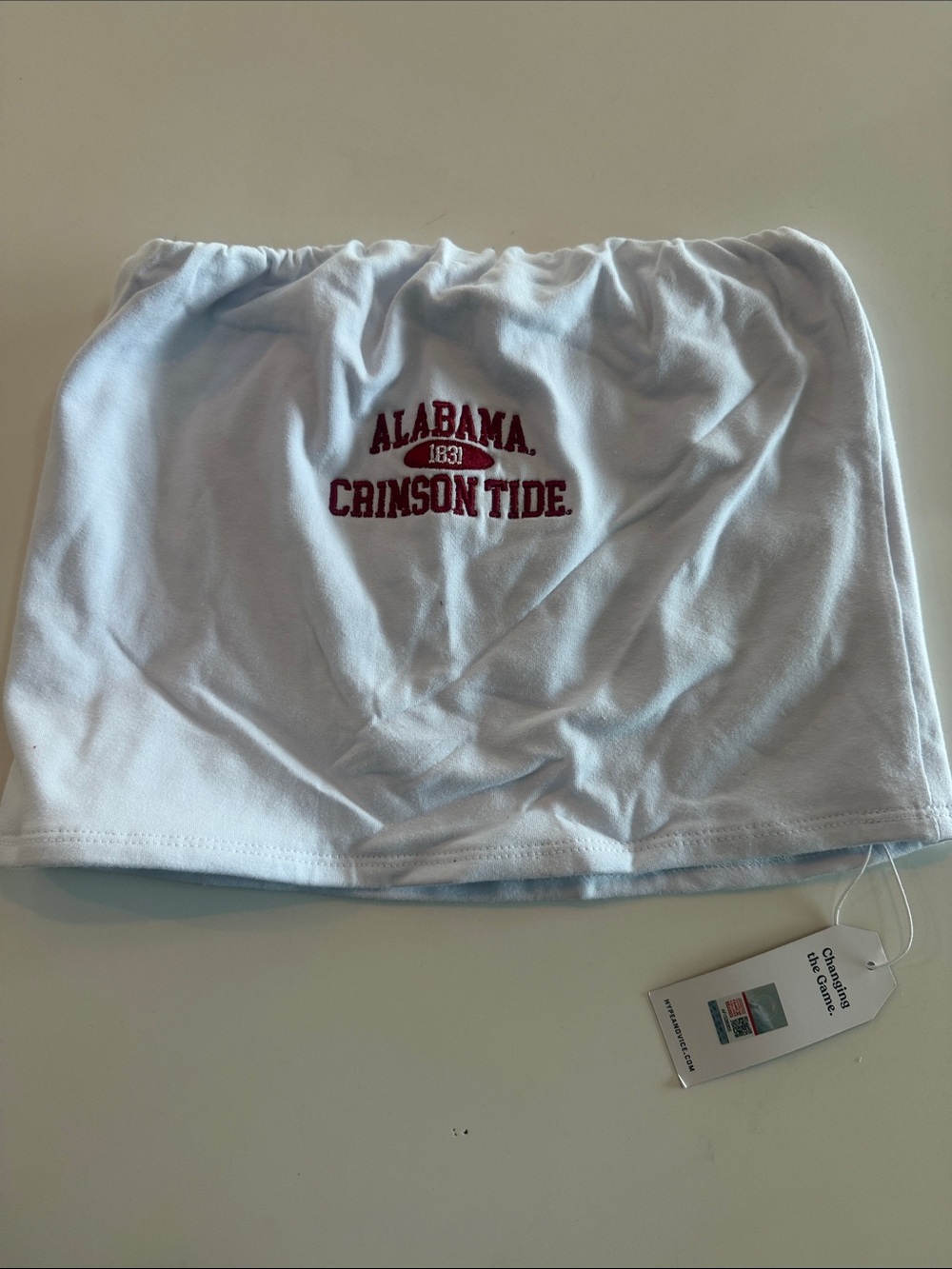 Alabama Crimson Tide White Strapless Crop Top